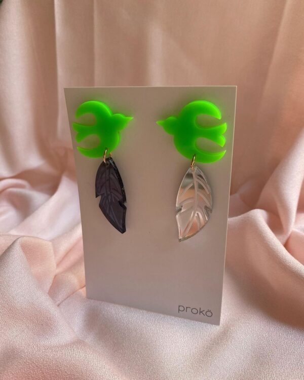 Pendientes pájaros verdes